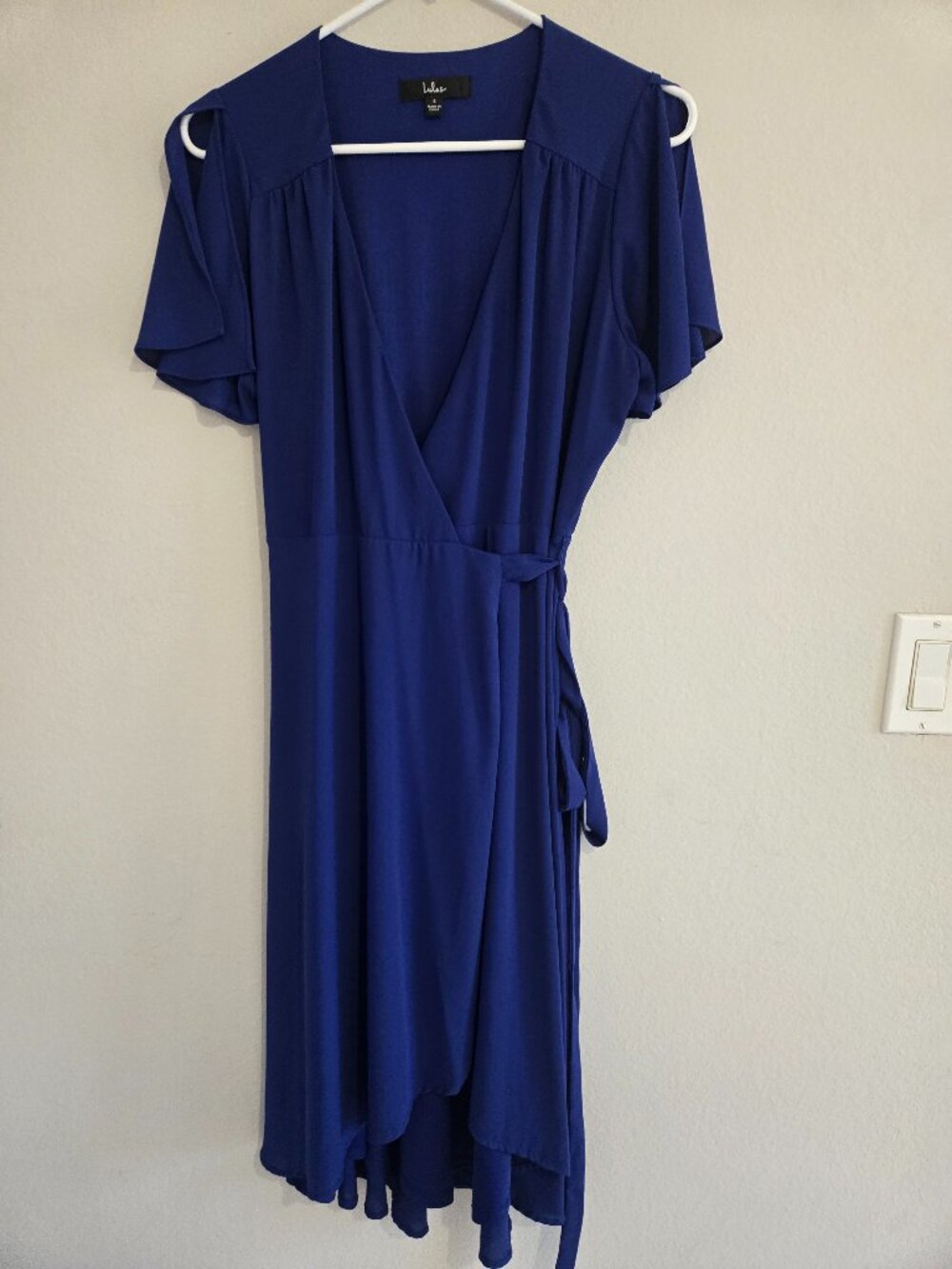 Lulus Royal Blue Rise to the Occasion High-Low Wrap Midi Dress in Size Small